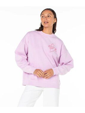 ROXY Pink Aloha Heart Sweatshirt Size L NEW NWT